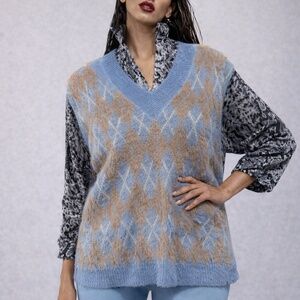 William Rast Plush Argyle Vest  US L